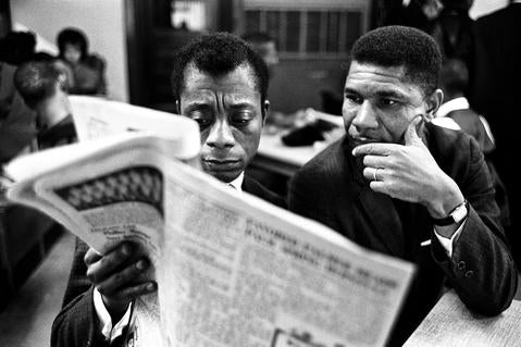 Becoming American James Baldwin and Medgar Evers, 1963, photo courtesy of Steve Schapiro ©Steve Schapiro