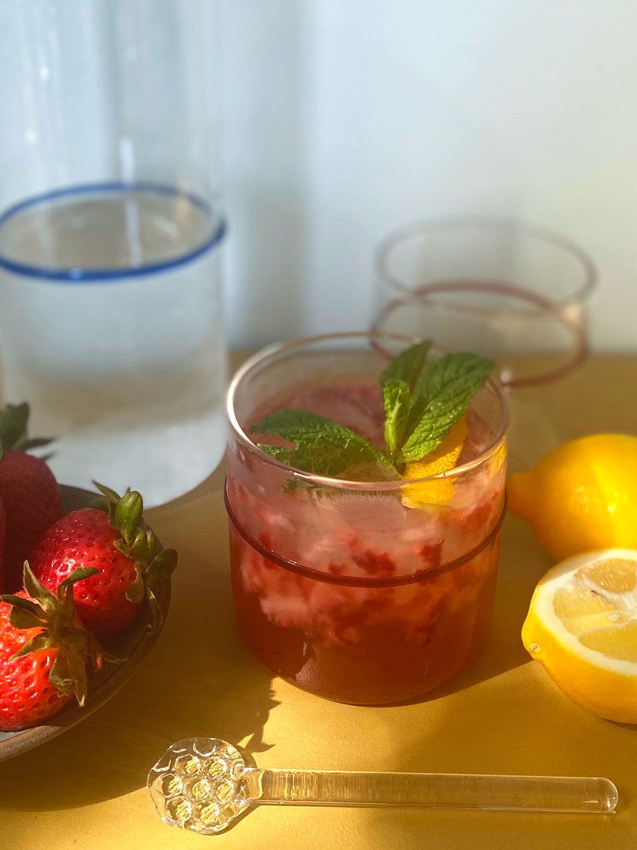 Strawberry Honey Rose Cocktail for Early Spring